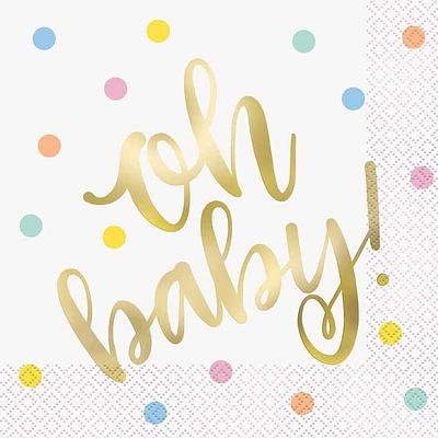 "Oh Baby" Lunch Napkin 16 piece - Foil Stamped - English Edition