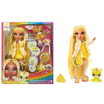 Rainbow High Sunny (Yellow) with Slime Kit & Pet - Yellow 11" Shimmer Doll