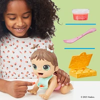 Baby Alive Lil Snacks Doll, Eats and "Poops," 8-inch Baby Doll with Snack Mold, Brown Hair