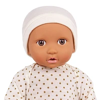 LullaBaby Baby Doll - Ivory Polka Dot Pajama Brown Eyes & Olive Skin Tone