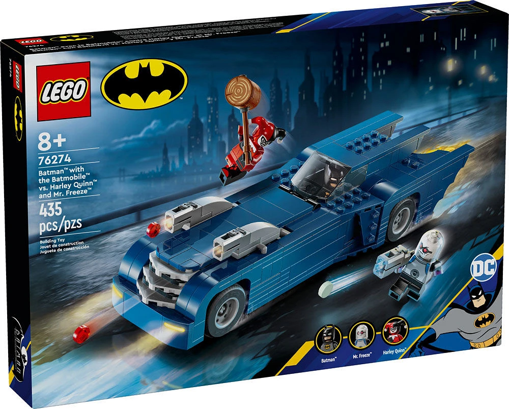 LEGO DC Batman: Batman with the Batmobile vs. Harley Quinn & Mr. Freeze, Buildable Batmobile Toy, 76274