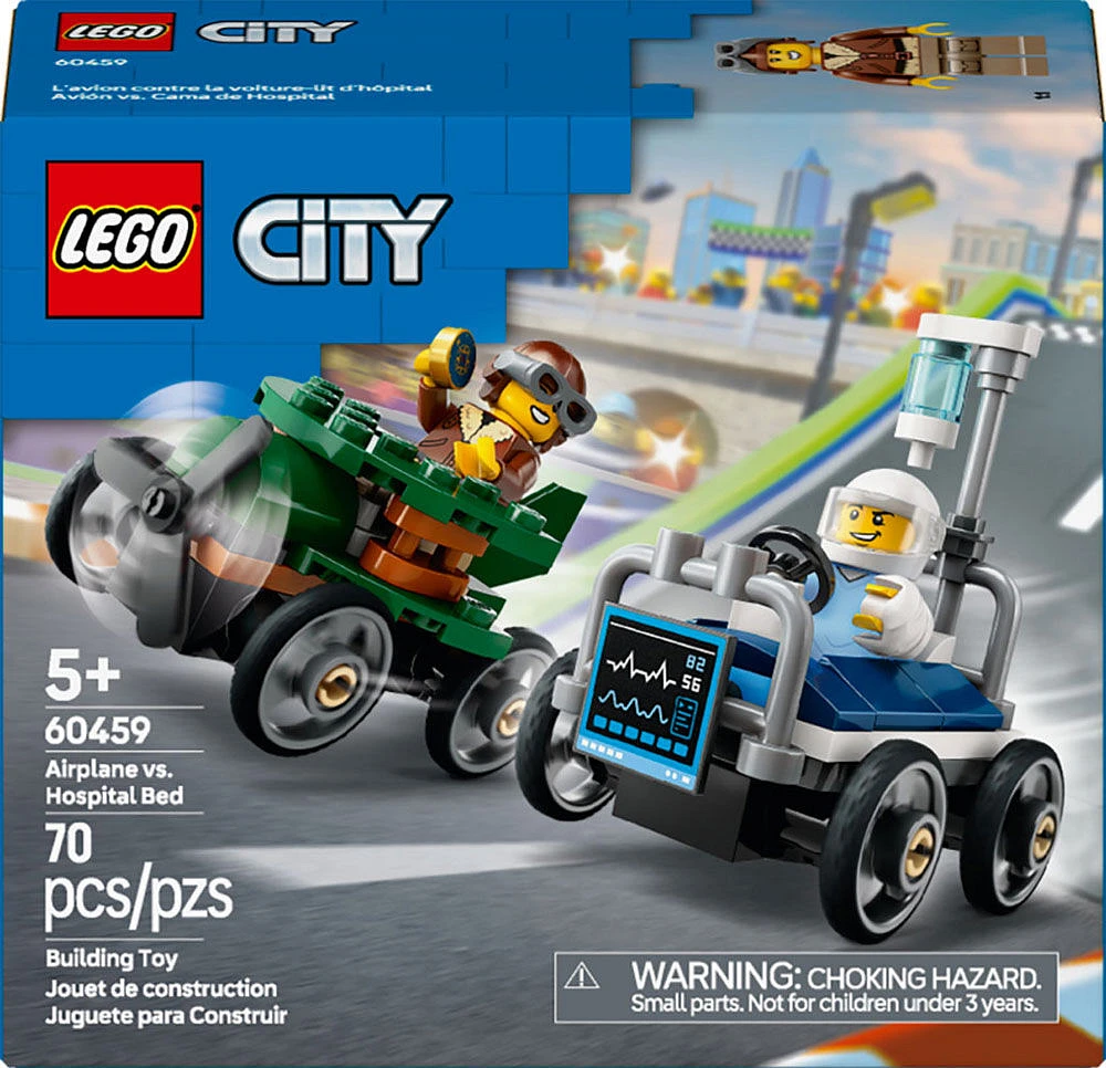 LEGO City Airplane vs. Hospital Bed Race Car Pack Building Toy -  Gift for Birthdays and Holidays - 60459