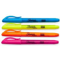 Sharpie Pocket Highlighters, Narrow Chisel Tip, Assorted Colours, 4 Count