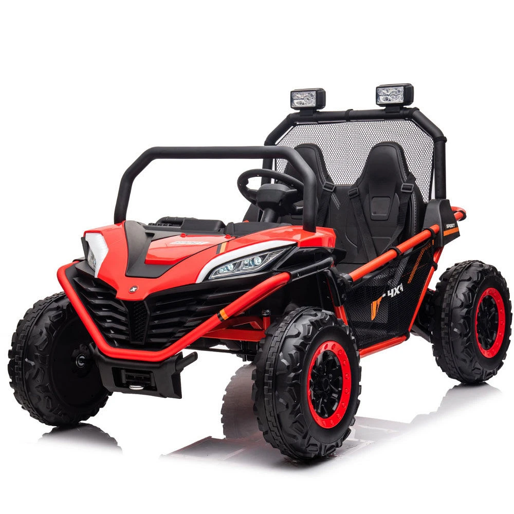 KIDSVIP UTV porteur 4X4 Dune Buggy 2 places 12 V sous licence pour enfants et tout-petits avec RC - Rouge