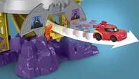 Fisher-Price DC Batwheels Race Track Playset, Launch and Race Batcave with Lights Sounds and 2 Toy Cars