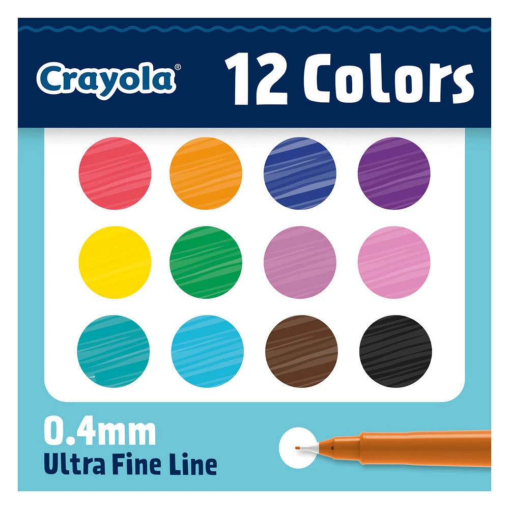 Marqueurs Doodle Markers à pointe ultra fine Crayola, jeu de 12