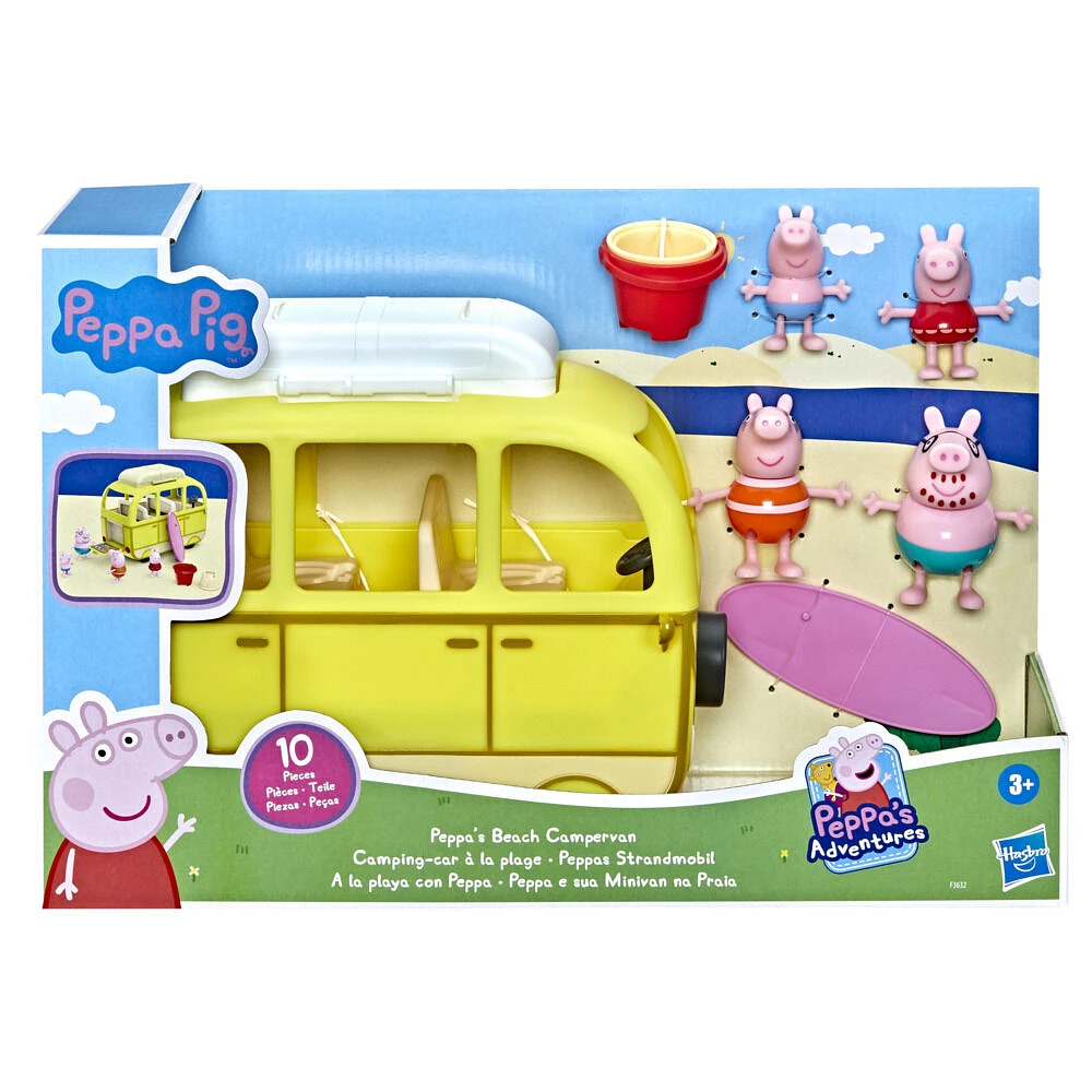 Peppa Pig - Peppa's Adventures Beach Campervan Vehicle Preschool Toy - R Exclusive