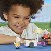 Peppa Pig, Chariot de glaces de Peppa avec 2 figurines et 3 accessoires thématiques, jouets pour enfants