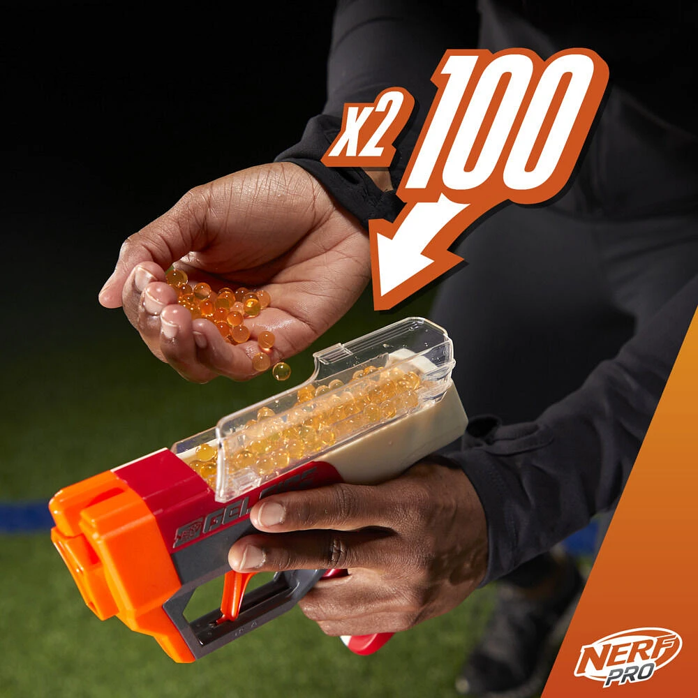 Nerf Pro Gelfire Dual Wield Pack, 2 Blasters, No-Prime Firing, 5000 Gelfire Rounds, 2x 100 Round Integrated Hoppers, 2 Eyewear