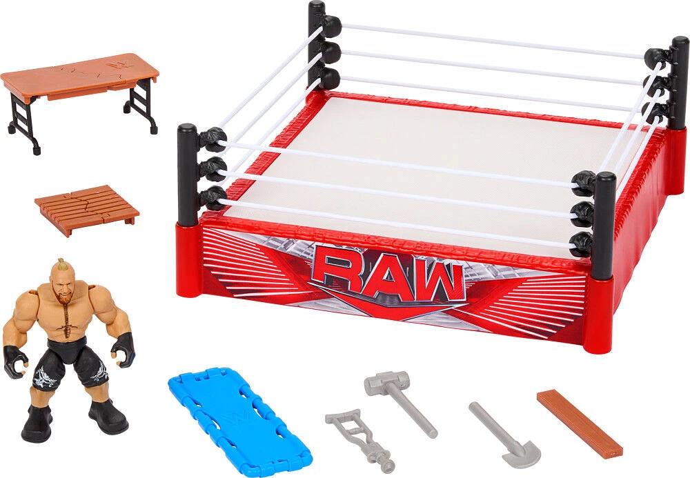 WWE - Coffret de jeu + figurine - Knuckle Crunchers - Ring à rebonds