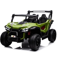 KIDSVIP Buggy d'aventure 2 places 24 V pour enfants 4X4 UTV porteur avec RC - Vert