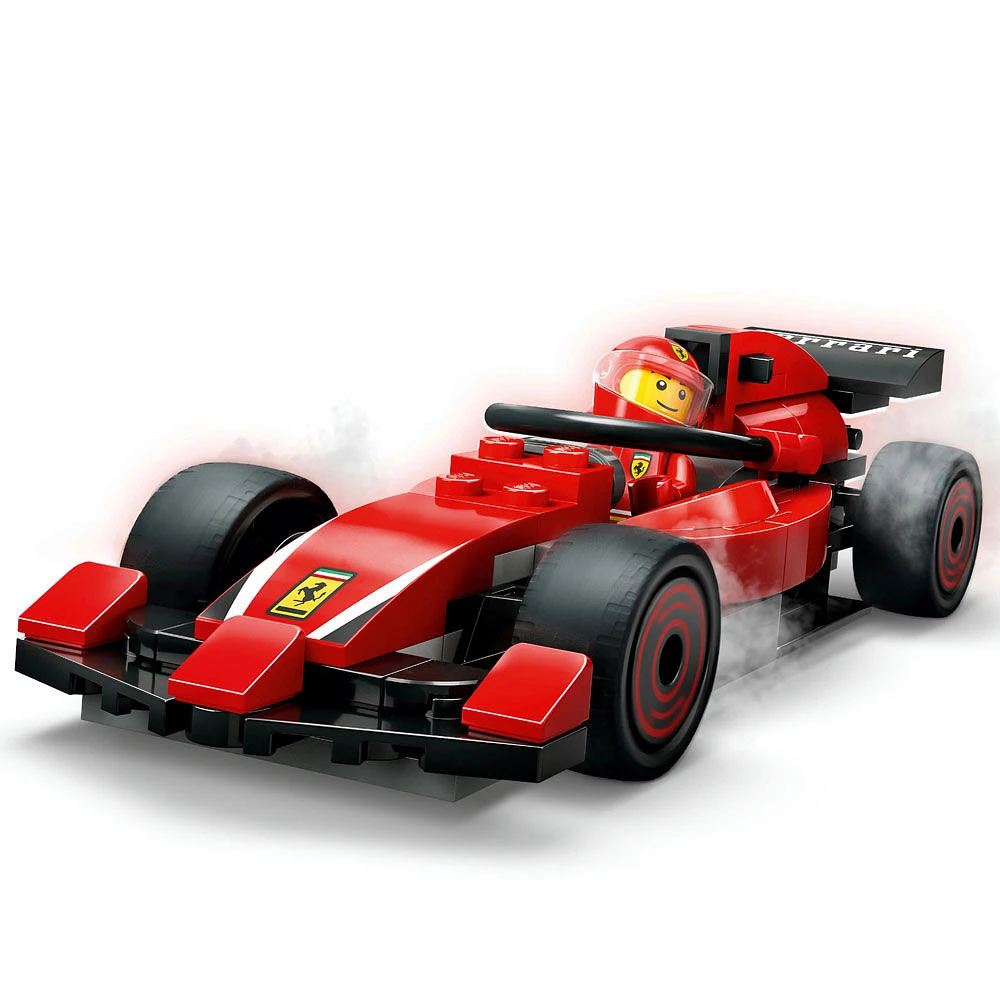 LEGO City L'arrêt au stand et les mécaniciens de F1 avec la voiture Ferrari, modèle de véhicule de course 60443