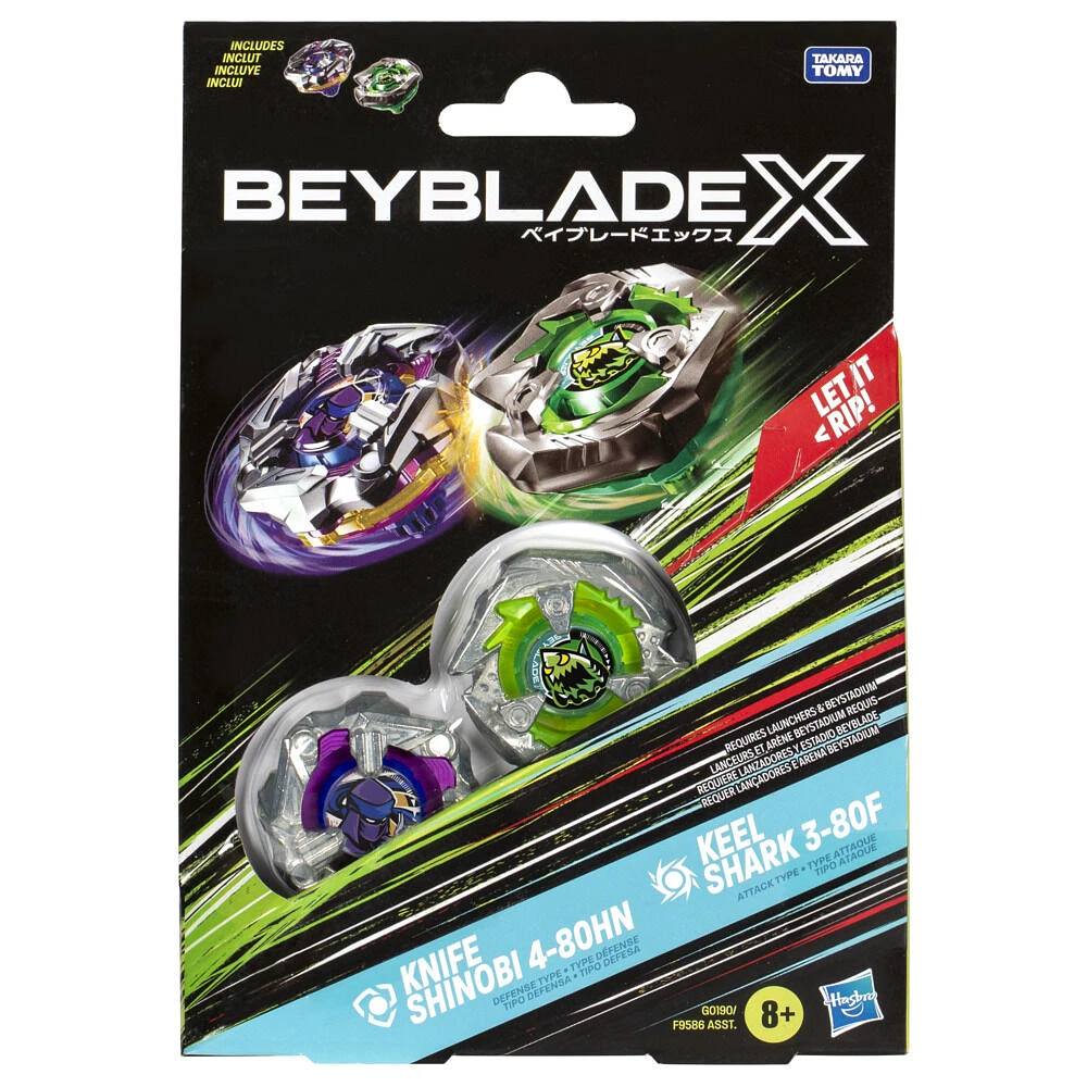 Beyblade X Dual Pack Knife Shinobi 4-80HN et Keel Shark 3-80F