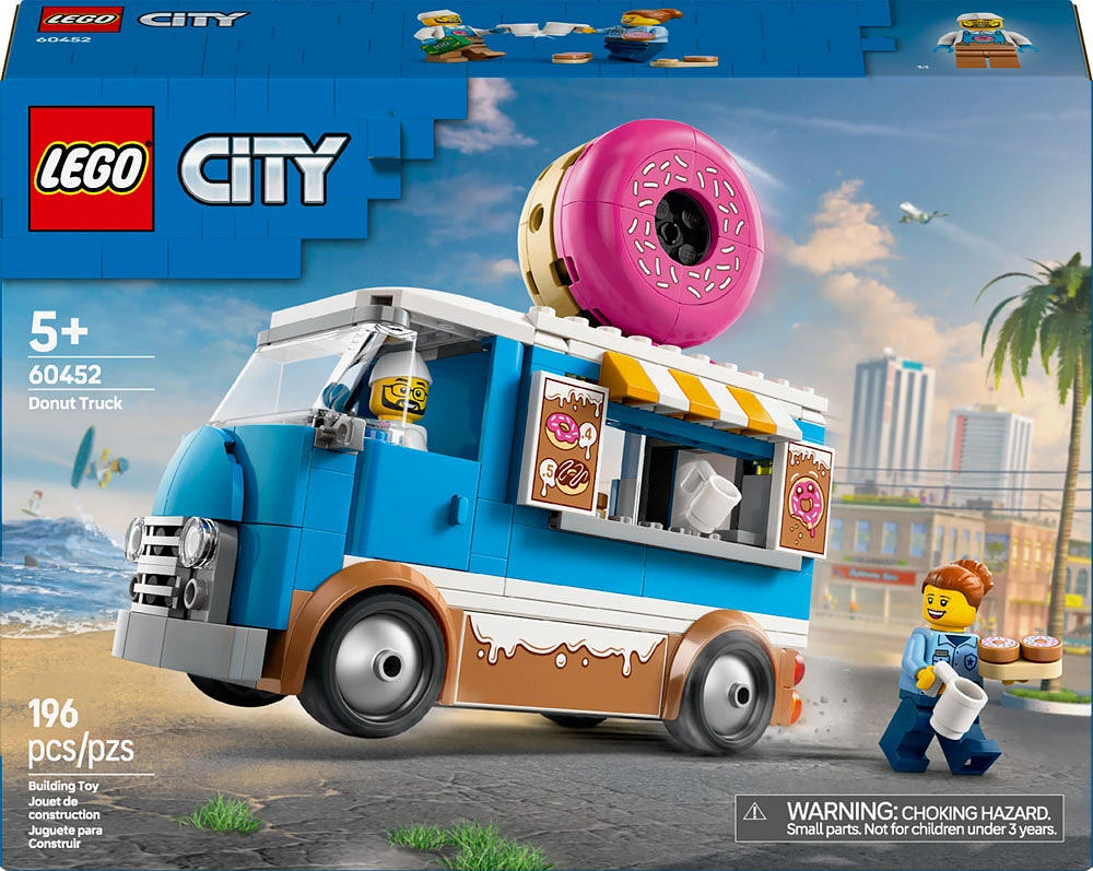 LEGO City Donut Truck Building Toy - Mobile Donut Stand with 2 Minifigures and Other Accessories - 60452