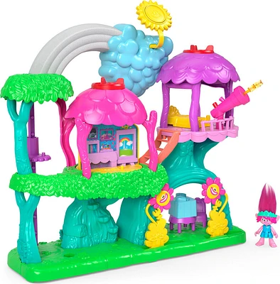 Imaginext DreamWorks Trolls Lights and Sounds Rainbow Treehouse Playset with Poppy, 7 Pieces - R Exclusive