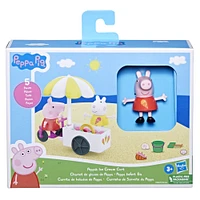 Peppa Pig, Chariot de glaces de Peppa avec 2 figurines et 3 accessoires thématiques, jouets pour enfants