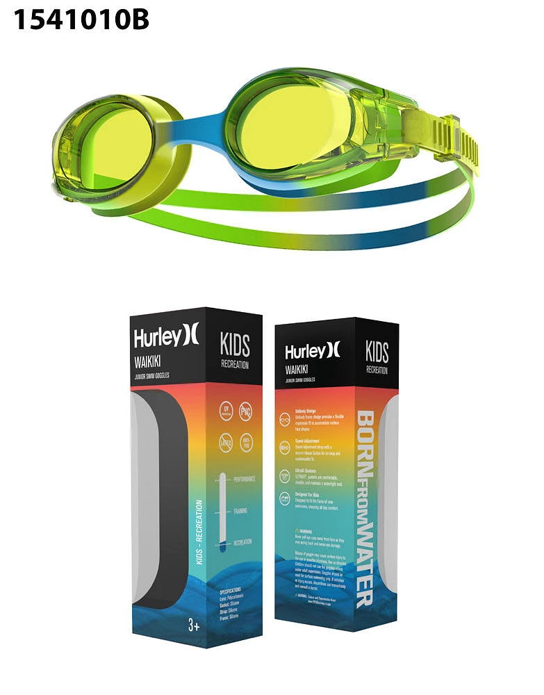 Lunettes de natation Hurley Waikiki, vert/bleu