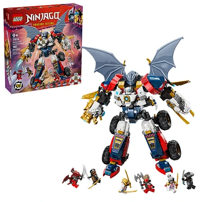 LEGO NINJAGO Le robot ultracombiné de Zane, jouet, ensemble de construction 4-en-1 avec une voiture, un avion et un dragon 71834