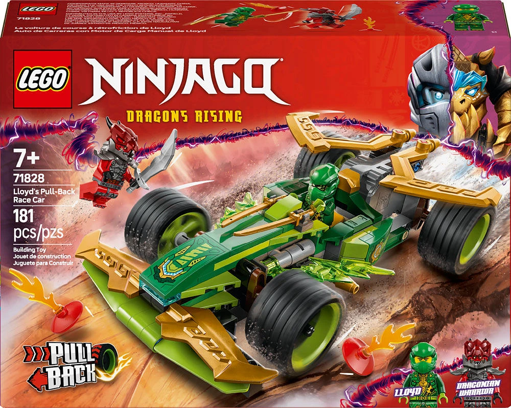 LEGO NINJAGO Lloyd's Pull-Back Race Car Toy - Building Toy for Pretend Play - 71828