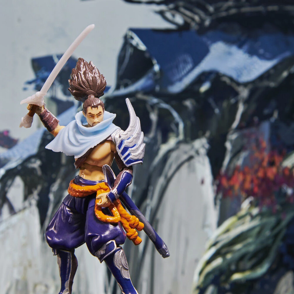 League of Legends, 4-Inch Yasuo Collectible Figure w/ Premium Details and Sword Accessory, The Champion Collection, Collector Grade