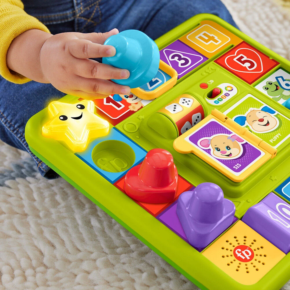 Fisher-Price Pretend Board Game Baby Toy with Music, Laugh and Learn Puppy's Game Activity Board, Multi-Language Version