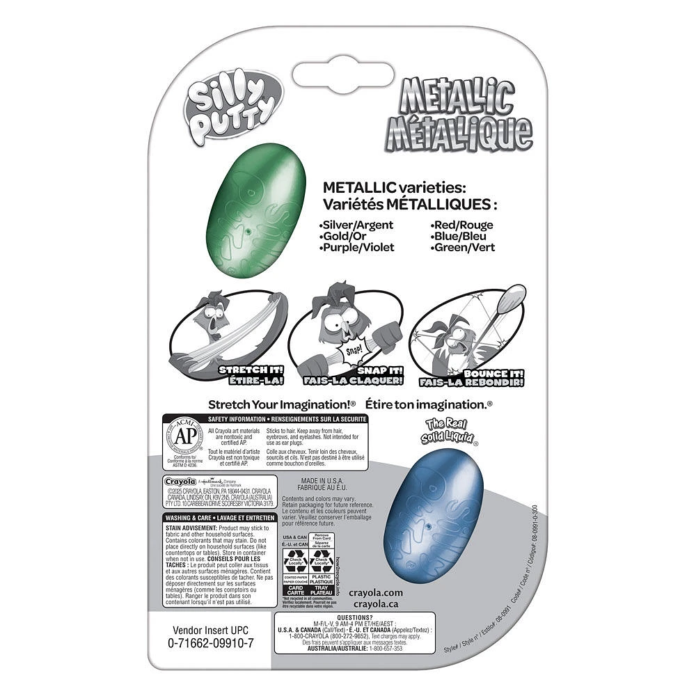 Crayola Silly Putty Metallic Eggs, 2 Count