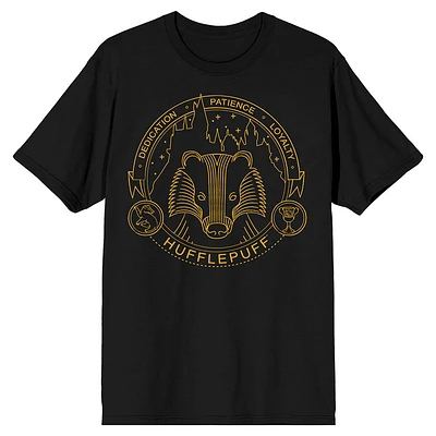 Harry Potter Hogwarts House Hufflepuff Badger Black T-Shirt