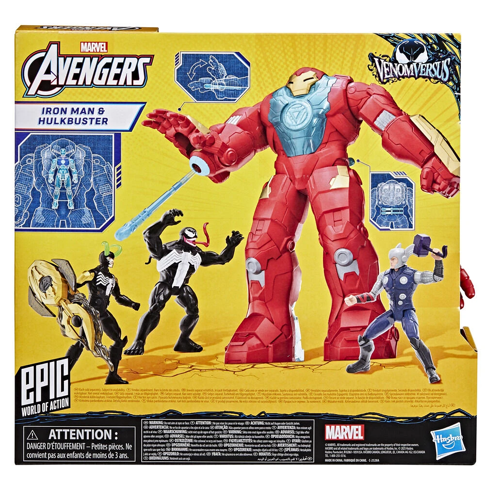 Marvel Avengers Epic World of Action VenomVersus, coffret de figurine Iron Man et armure Hulkbuster