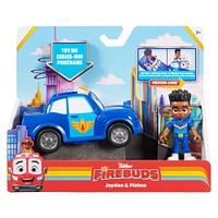 Disney Junior Firebuds, Jayden and Piston, Action Figure and Police Car Toy with Interactive Eye Movement