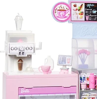 Barbie Coffee Shop Playset with Blonde Barista Doll, Working Coffee Maker & 1+ Accessories