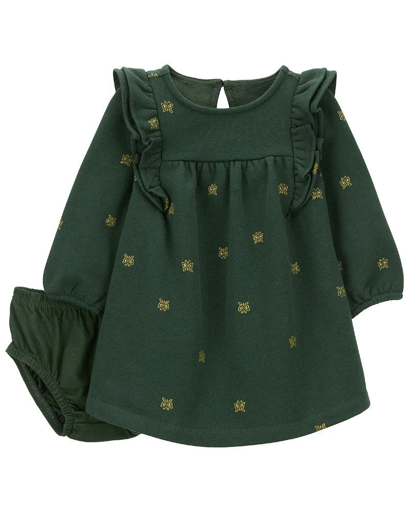 Carter's Butterfly Fleece Dress Green  3M