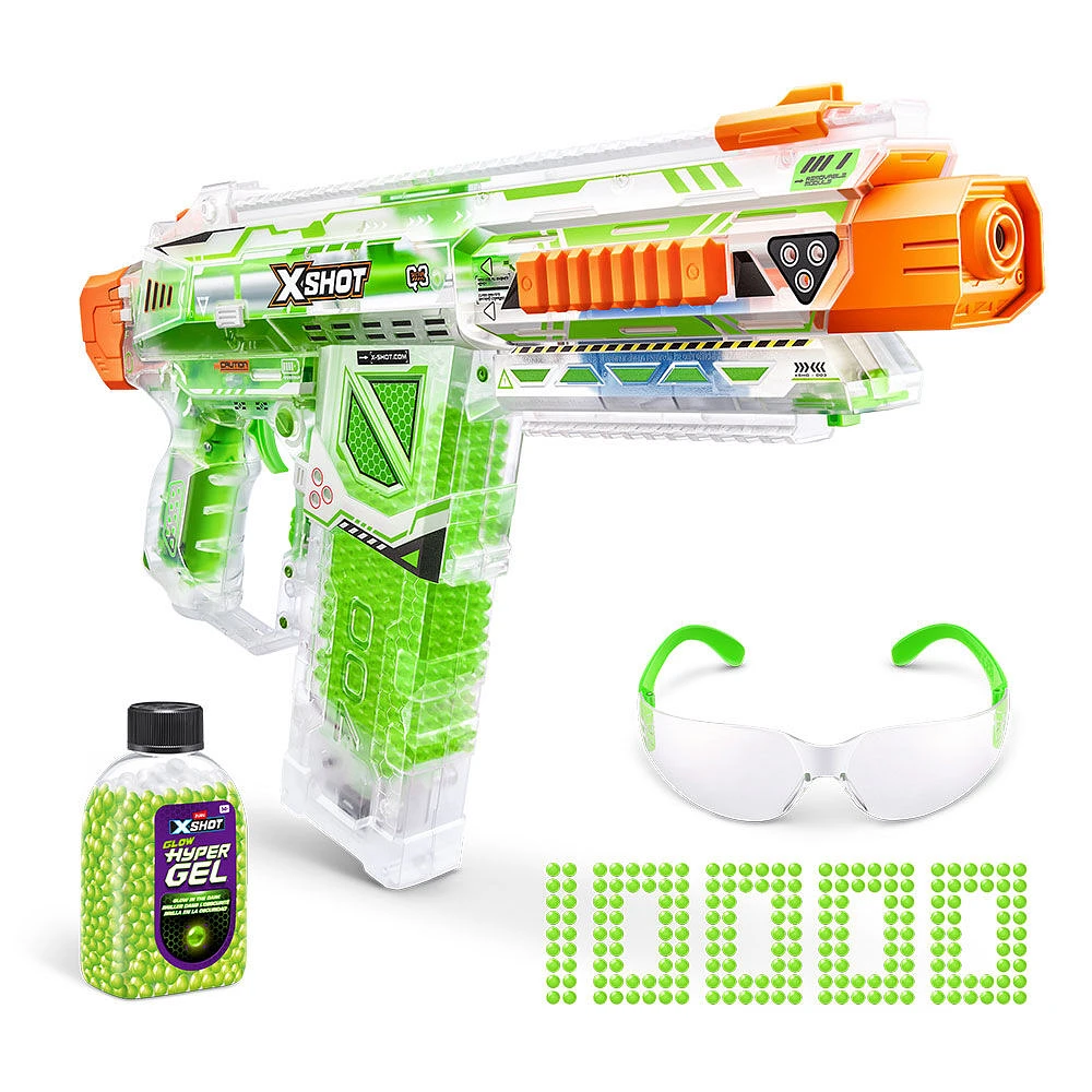 XSHOT Hyper Gel Glow In The Dark Nightmare Blaster (10,000 Glow In The Dark Hyper Gel Pellets) by ZURU