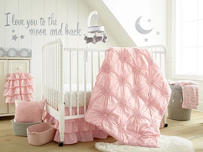 Ensemble de literie pour lit de bébé 4 pièces Willow de Levtex - Rose