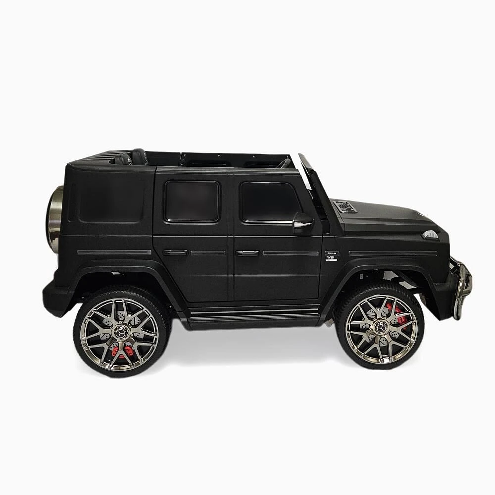 KIDSVIP Voiture 2 places à enfourcher Mercedes G Series 24V 4x4 pour enfants sous licence officielle avec roues en caoutchouc, musique, RC - Noir mat