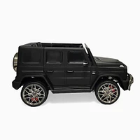 KIDSVIP Voiture 2 places à enfourcher Mercedes G Series 24V 4x4 pour enfants sous licence officielle avec roues en caoutchouc, musique, RC - Noir mat