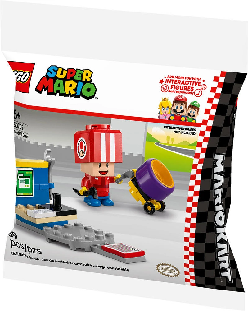 LEGO Super Mario Kart - Toad (Pit Crew) Building Toy - Includes a Toad Figure - 30702