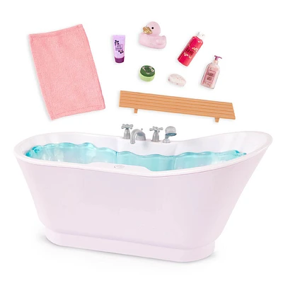 Our Generation Ensemble baignoire Bubbly Bathtime avec sons d’eau pour poupées de 18 pouces.