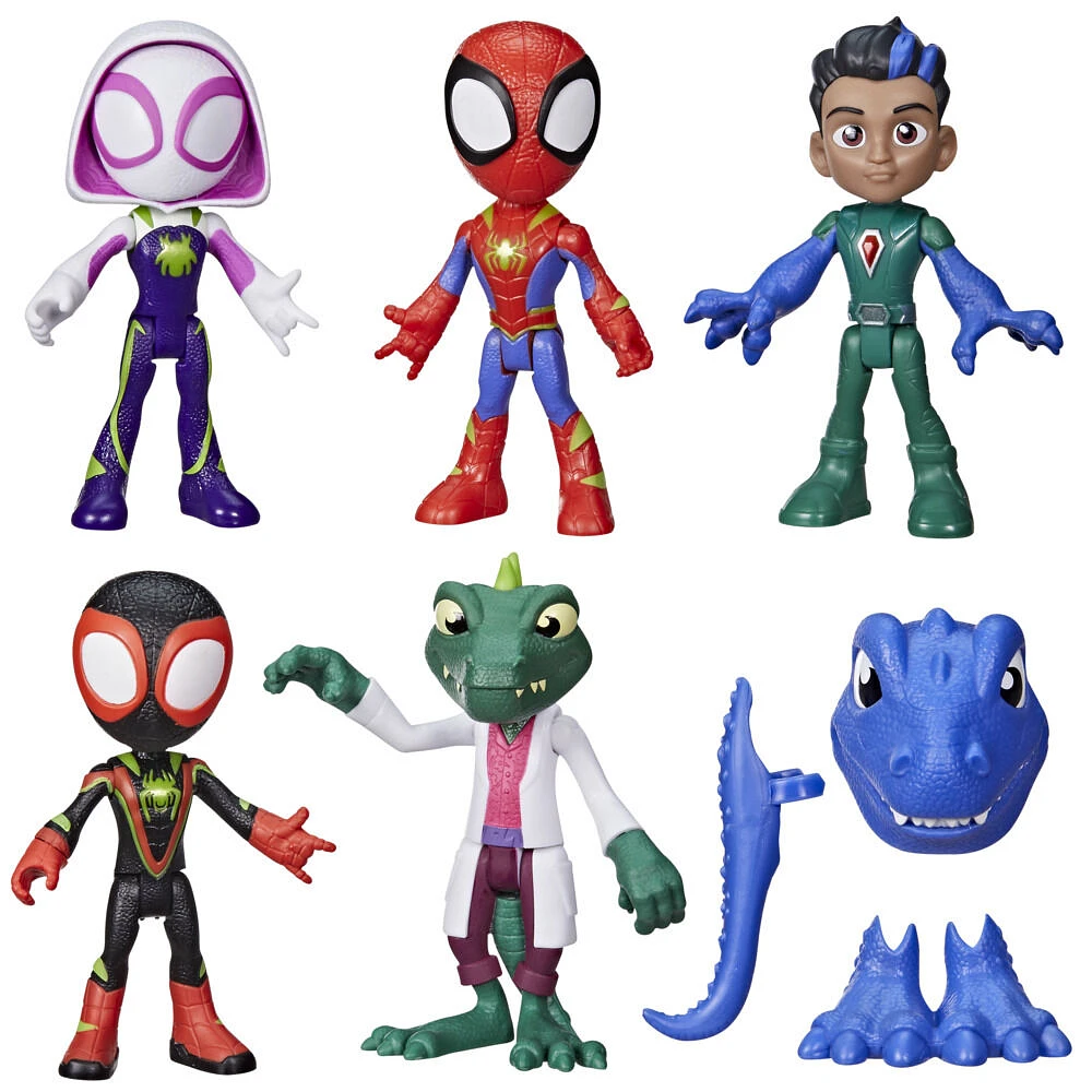 Marvel Spidey and His Amazing Friends Dino-Webs, Dino Heroes & Lizard Action Figures Set