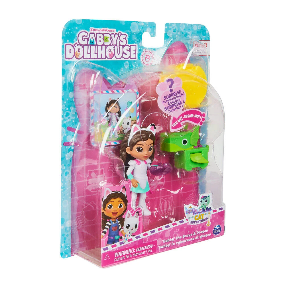 DreamWorks, Gabby's Dollhouse, Figurine Gabby chevalier avec jouet surprise et mini dragon