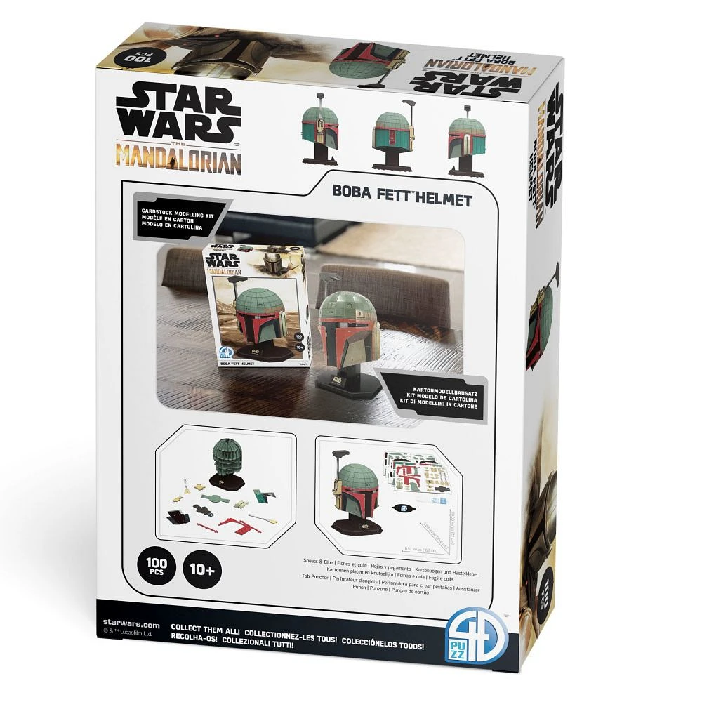 4D Build, Star Wars Mandalorian Boba Fett Helmet, 3D Paper Model Kit, 100 Piece Paper Model Kit