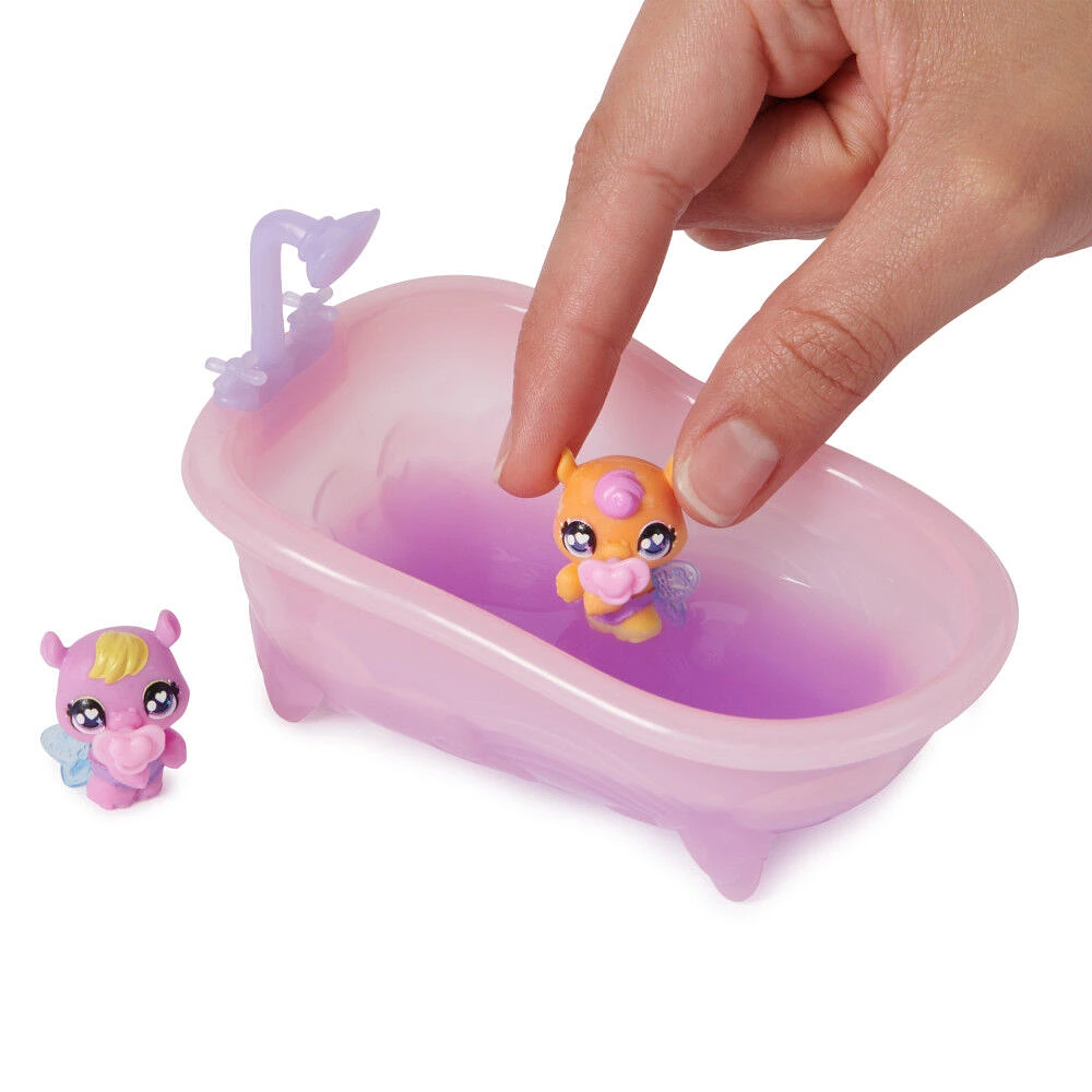 Hatchimals Alive, Make a Splash, Coffret avec 15 accessoires, baignoire, 2 mini figurines qui changent de couleur dans des oeufs qui éclosent tout seuls