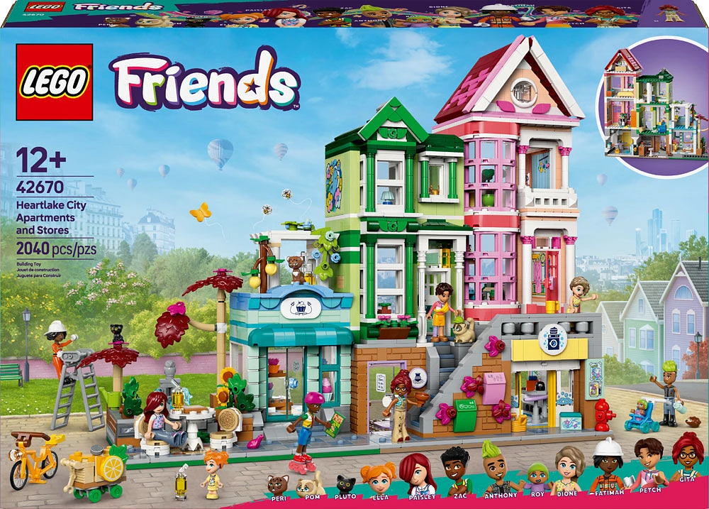 LEGO Friends Les appartements et les boutiques de Heartlake City, Ensemble de modèle, Cadeau pour enfants et adolescents 42670