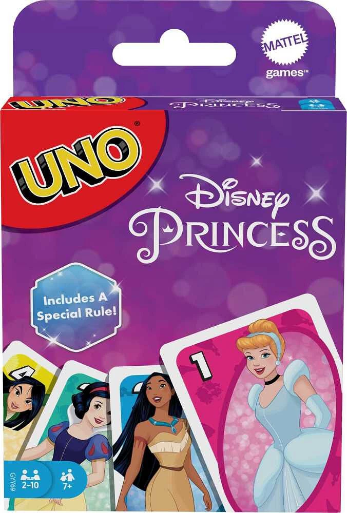 UNO Princesses Disney Jeu d'association de cartes, paquet de 112 cartes