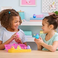 Hatchimals Alive, Boîte d'oeufs rose et jaune, jouet avec 6 mini figurines dans des oeufs qui éclosent tout seuls, 11 accessoires