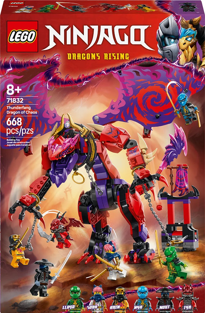 LEGO NINJAGO Thunderfang, le dragon du chaos, jouet de ninjas, ensemble de combat avec 6 figurines 71832