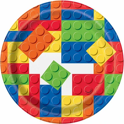 Building Blocks  7"  Plates, 8 pieces - English Edition