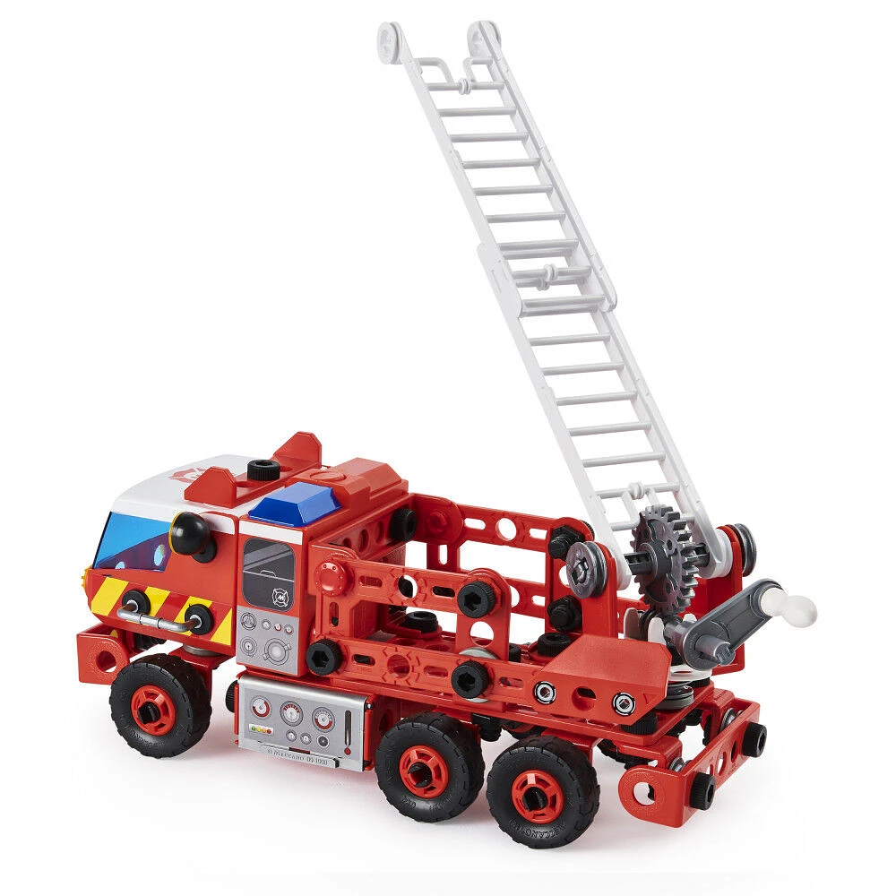 Meccano Junior, Kit de construction STEAM, Camion de pompiers avec effets sonores et lumineux