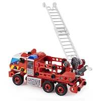 Meccano Junior, Kit de construction STEAM, Camion de pompiers avec effets sonores et lumineux