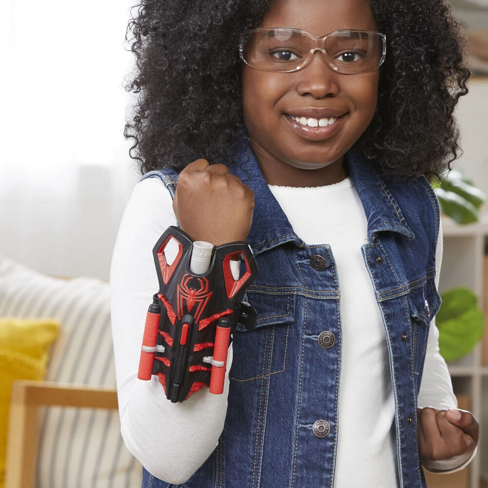 Marvel NERF Spider-Man Miles Morales Blaster Thwip-Tech, jouet de déguisement