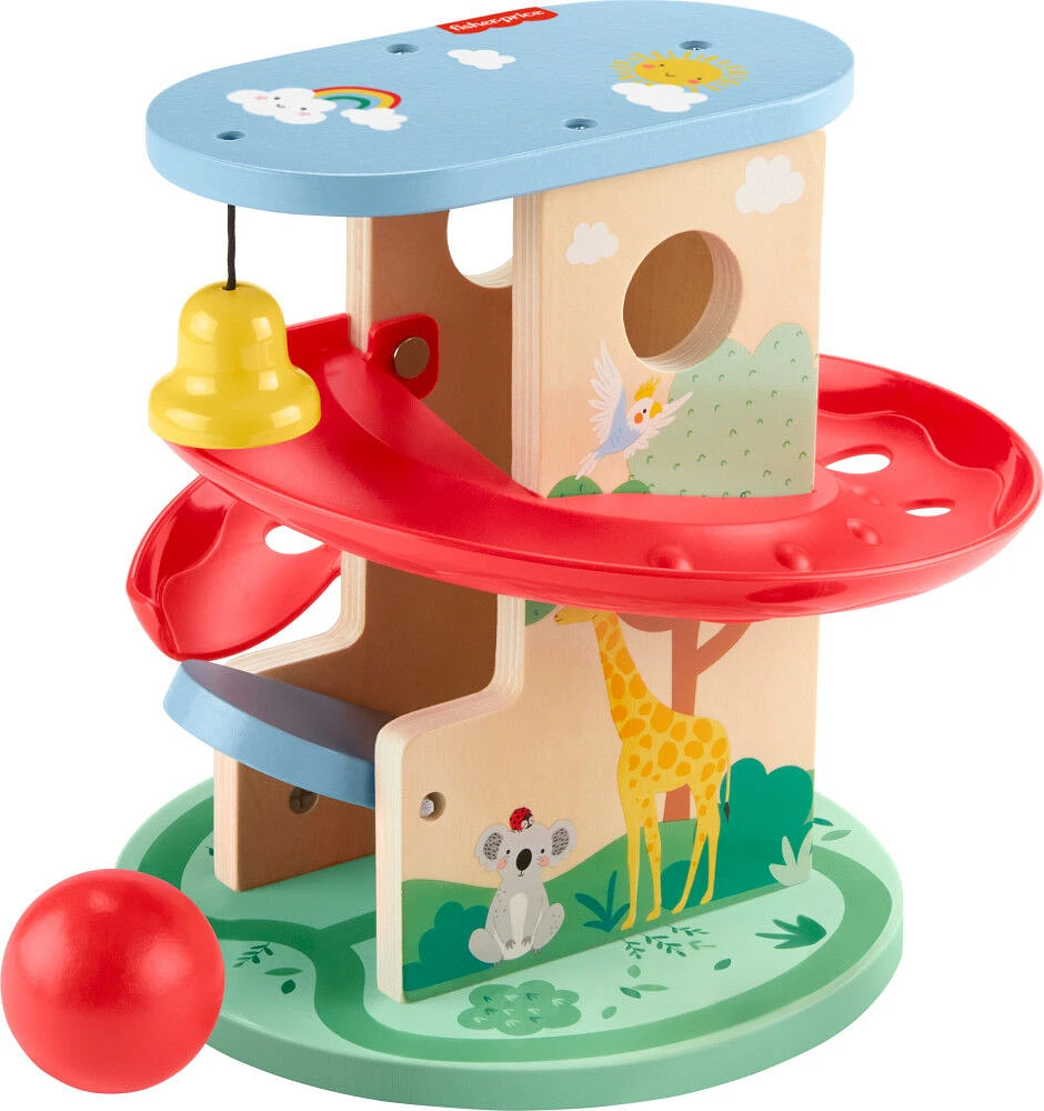 Fisher-Price Wooden Treehouse Ball Run Baby & Toddler Toy, 2 Wood Pieces